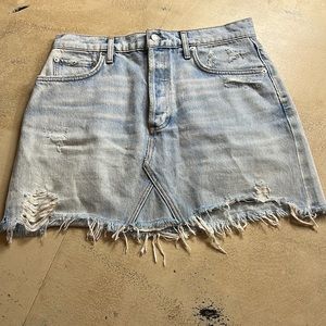 AGOLDE, denim mini skirt, luxury brand, size 29, frayed, organic cotton